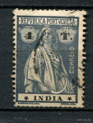 Португальские колонии - Индия - 1913/1925 - Жница 4T - (перф. 15:14) - [Mi.351xA] - 1 марка. Гашеная.  (Лот 120BJ)