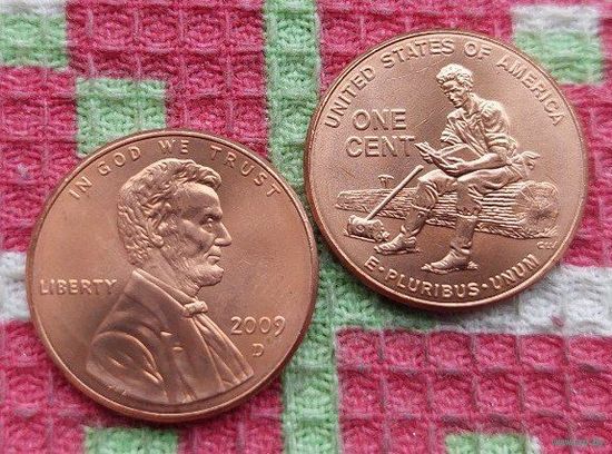 США 1 цент 2009 года, D. Серия "Жизнь Авраама Линкольна", UNC