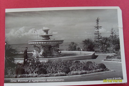 Сочи Фонтан у курортной поликлиники Фото Зязева  1956 го