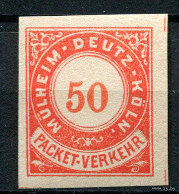 Германия - Мюльхайм-Дойц-Кёльн - Местные марки - 1888 - Цифры 50Pf - [Mi.27B] - 1 марка. Чистая без клея.  (Лот 147AQ)