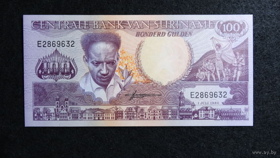 Суринам. 100 гульденов (образца 1986 года, UNC)
