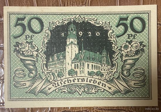 Нотгельд 50 пфеннигов 1920 год. Ашерслебен. Веймарская республика