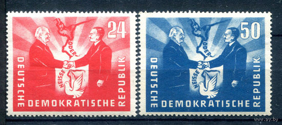 ГДР - 1951г. - Немецко-польская дружба - 2 марки - полная серия, MH, MNH [Mi 284-285]. #1-GG-6-A-2