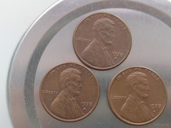 1 цент США 1978 года  буква D лот 7