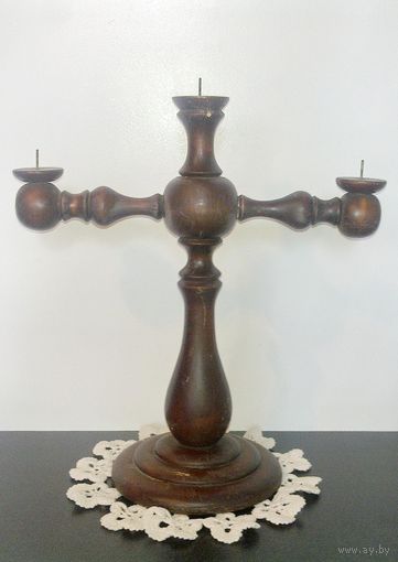 Канделябр на 3 свечи дерево подсвечник