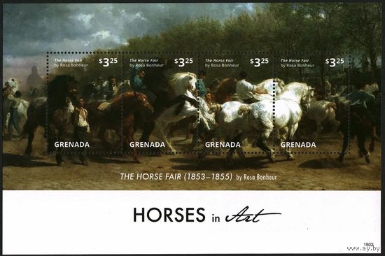 2015 Гренада 6984-6987KL Лошади в живописи 12,00 евро