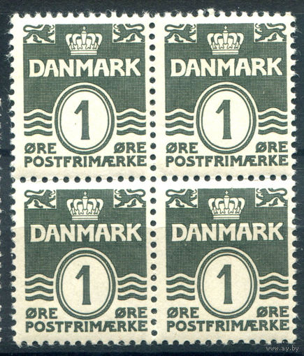 Дания - 1933/39г. - волнистые линии, тип I, 1 Ore - 1 кварт - MNH [Mi 195 I]. #4-W2-132-B-2