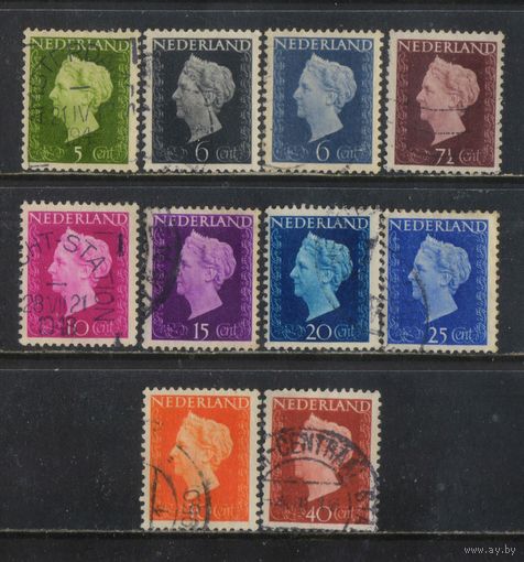 Нидерланды 1947-8 Вильгельмина Номиналы Стандарт #477-81,483-4,486-7,489