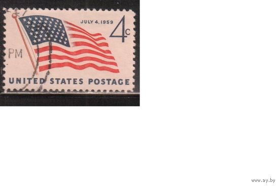 США-1959, (Мих.755) , гаш. , Флаг (одиночка) ,