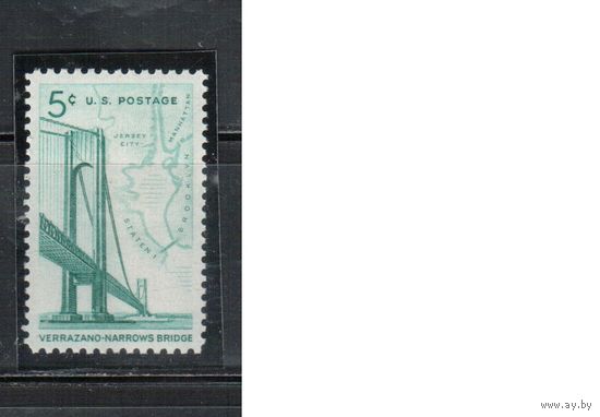 США-1964, (Мих.873),  **   , Мост, Карта (одиночка)