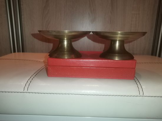 Латунные подсвечники, MASSIV MESSING, 2 шт., высота 5 см.