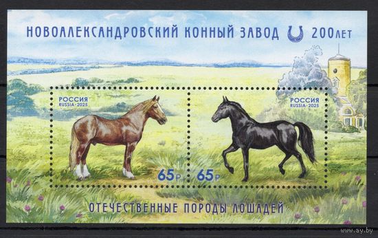 Россия 2025. Конный завод 200 лет. Лошади блок (2852)