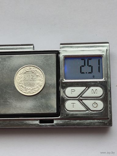 1/2 франка 1962 года. Швейцария, Швейцарская конфедерация (1917 - 1967). Серебро 835. Монета не чищена. H45624.