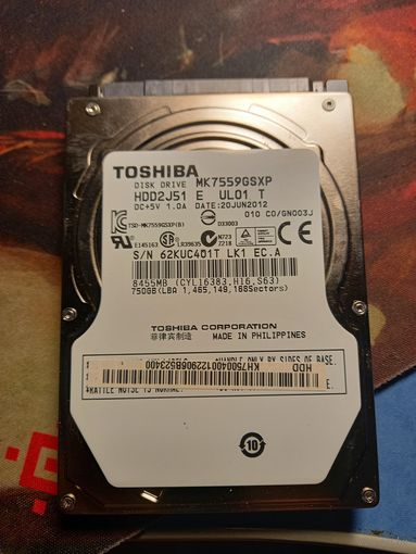 Жёсткий диск ноутбука винчестер TOSHIBA 750 Gb