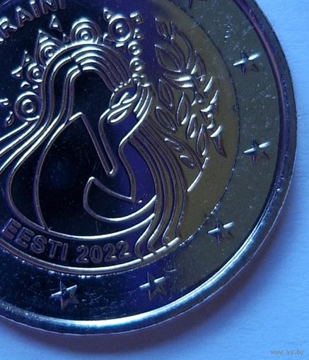 Эстония 2 евро 2022 Эстония скорбит UNC из ролла