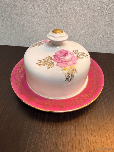 Винтажная фарфоровая масленка из чайного сервиза "Роза" Fortuna Eisenber