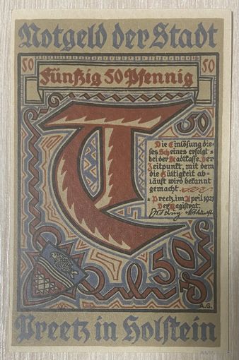 Нотгельд 50 пфеннигов 1921 год. Прец. Веймарская республика