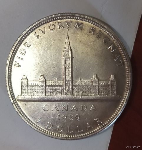 С рубля без мц! Доллар 1939 Канада остатки блеска крупное серебро