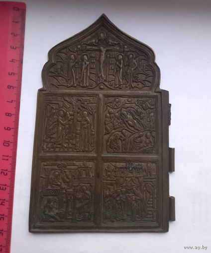 Старинная Икона.Створка от большого складня 16х9,5 см