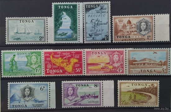 Британские колонии. Тонга 1953 г. SG101-111 MH часть серии