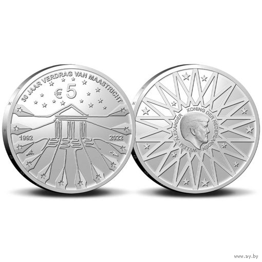 30 лет договору о создании Евросоюза, 2022г, NL, UNC-качество в coincard.