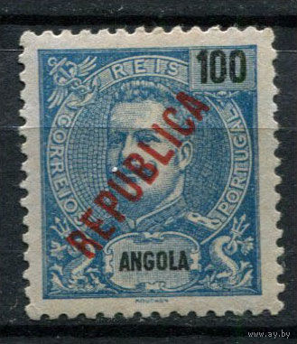Португальские колонии - Ангола - 1914 - Надпечатка REPUBLICA на 100R - [Mi.163] - 1 марка. MLH.  (Лот 120AQ)