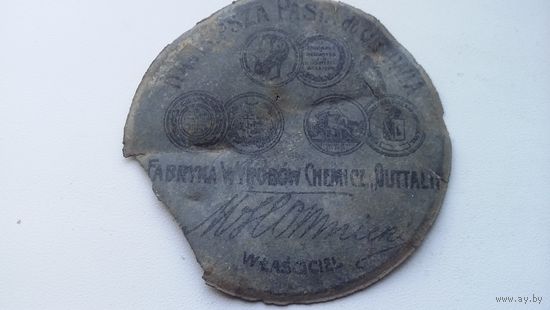 Крышка от пасты для обуви. Гуталин. Старая Польша.