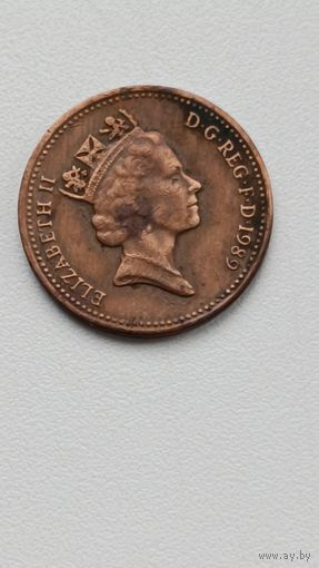 Великобритания.  1 пенни 1989 года.