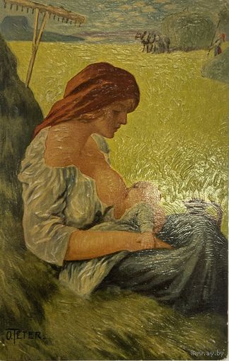 Открытка с масляным покрытием начало 20 века