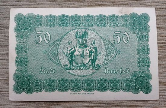 Werty71 Германия 50 марок 1918 aUNC банкнота РЕМШАЙД