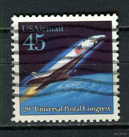 США - 1989 - 20-й конгресс Всемирного почтового союза. Космический челнок  - [Mi.2068] - 1 марка. Гашеная.  (Лот 56Hk)-T41P35