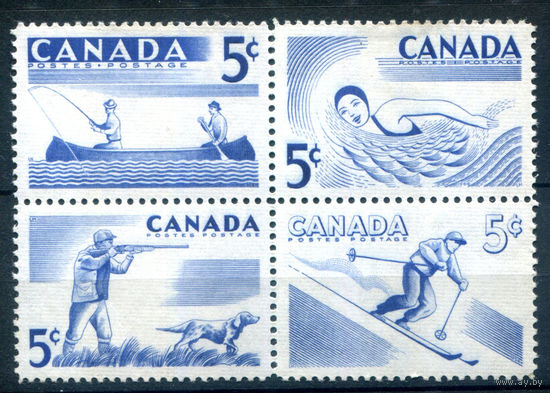 Канада - 1957г. - спорт - 4 марки - кварт - полная серия, MH, MNH, есть неполный сгиб и небольшой разрыв по перфорации [Mi 312-315]. #3-WB-72-A-2