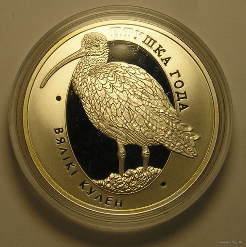 Беларусь, 10 Рублей 2011 Большой кроншнеп, Серебро