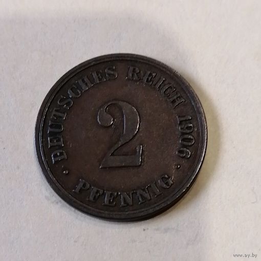 2 пфеннига 1906 D