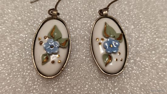 Серьги Фарфор СССР, 200 лотов с 1 рубля,5 дней!