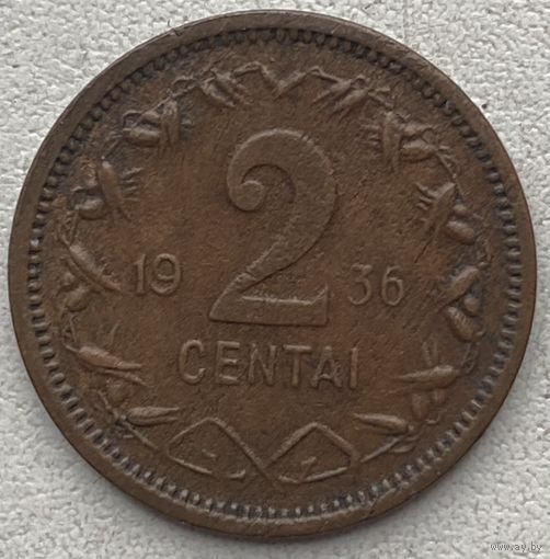 Литва 2 цента 1936 г.