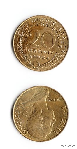 20 сантимов Франция 2000 год