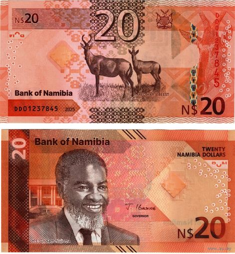 Намибия 20 долларов образца 2025 года UNC pw21 серия DD