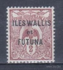 [841] Французские колонии.Уоллис и Футуна 1920. Фауна.Птица.Кагу.2с. НАДПЕЧАТКА. МН