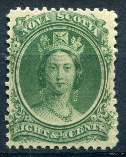 Британские колонии - Новая Шотландия - 1860/63г. - королева Виктория, 8 1/2 с - 1 марка - MLH, жёлтые пятна на клее [Mi 8]. #3-WB-76-A-1