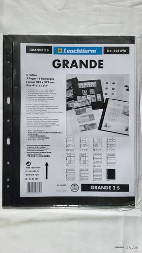 Leuchtturm S2 Grand Листы для банкнот двухсторонние на 2 (4 ячейки)! Целая пачка 5 шт! Германия, Лёйхтурм, Leuchtturm! ВОЗМОЖЕН ОБМЕН!