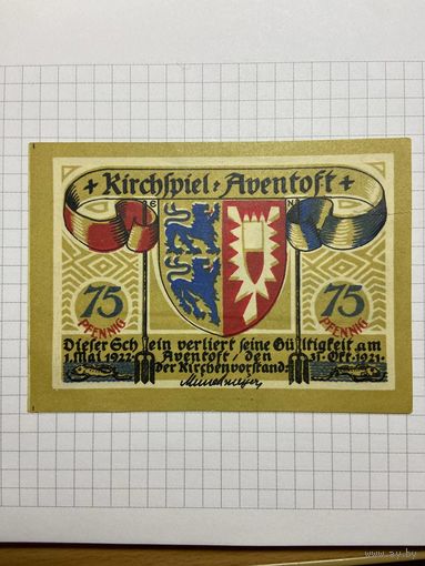 Нотгельд 75 пфеннигов 1921 год. -1912