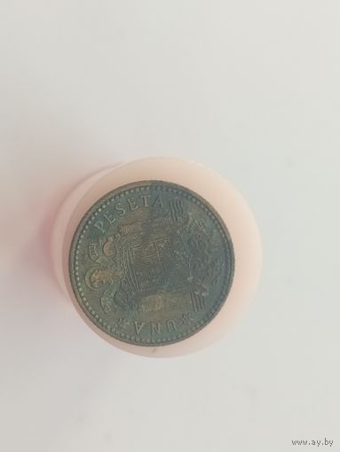 1 песета 1947 (в звезде 52) год Испания  лот 44