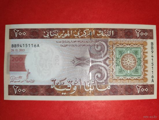 Мавритания 200 угия 2013 UNC