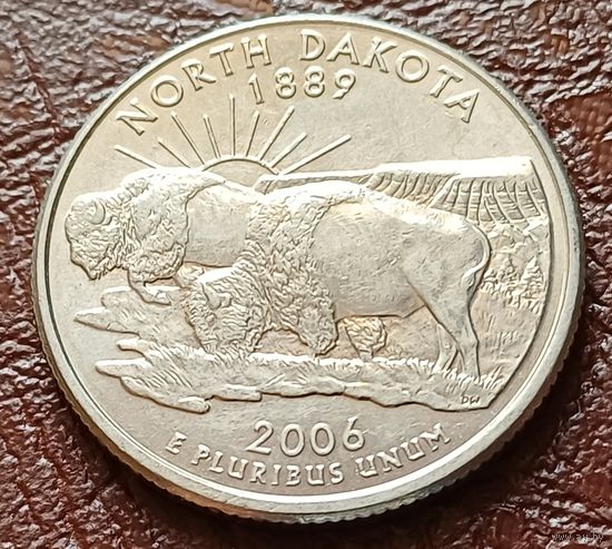 США 25 центов , Р  2006 Квотер штата Северная Дакота   ( 2-5-7 )