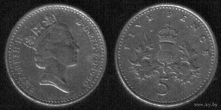 5 пенсов 1990 Англия