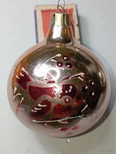 Игрушка на ёлку , Шарик , винтаж , стекло , СССР . С рубля