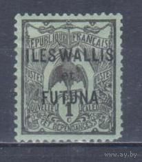 [841] Французские колонии.Уоллис и Футуна 1920. Фауна.Птица.Кагу.1с. НАДПЕЧАТКА. МН