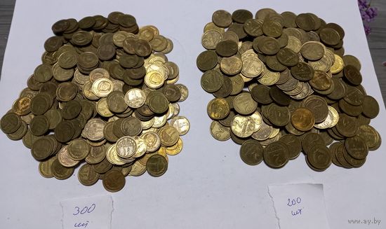 Монеты СССР 500 штук. Номинал 1 и 2 копейки. После 1961 года