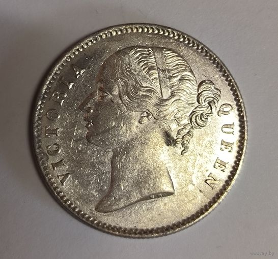 С 1р! 1 рупия 1840 британская Индия ярчайшая! серебро! Радужная патина!